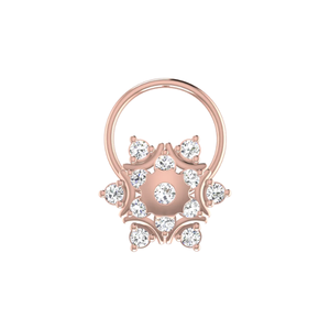AJRETAIL - Piercing de Nariz con Diamante Natural de 0.14 Quilates, Oro de 14K, Corte Brillante, Diseño Floral, Estilo Étnico para Mujer, Color HI, Claridad VS-SI - Product Image 2