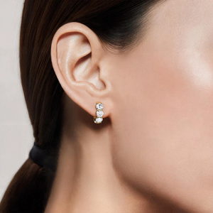 Pendientes de Aro de Oro Amarillo con Diamantes Redondos de Corte Brillante, Diamantes Cultivados en Laboratorio, Estilo Clásico, Joyería para Uso Diario de Mujer - Product Image 5