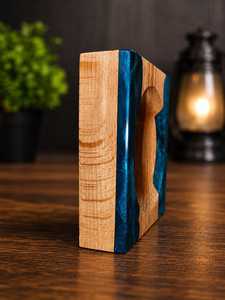 Curio Craft Modern American Style Square Wooden Desktop <b>Ashtray</b> with Cigar Holder <b>for</b> Home Use - Product Image 6