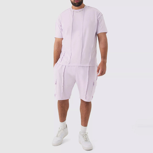 Ensembles de T-shirts élégants pour hommes à prix avantageux, design personnalisé, manches courtes, coupe régulière, ensembles jumeaux, taille élastique pour hommes, service OEM - Product Image 1