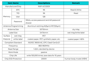 แท็ก RFID UHF ขนาด 54x34 มม. ชิป U9 ผลิตในเวียดนาม ป้าย RFID UHF สำหรับติดตามสินค้า - Product Image 2