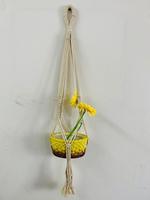 Porte-plante en macramé avec panier tissé jaune, style moderne, plante suspendue d'intérieur pour le salon, décoration de la maison, anniversaire