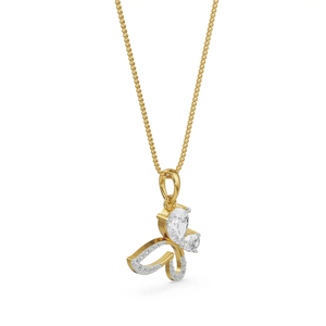 Flower Shape Diamond Pendant Necklace In 18K Gold Plated Yellow Gold <b>Rope</b> <b>Chain</b> Women's Romantic Everyday Wear Jewelry - Product Image 2
