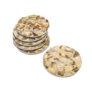 Handmade Mother of Pearl Coasters Set Luxury Natural Shell Inlay Mosaic Drink Coasters Wholesale Eco-Friendly Round <b>Cup</b> <b>Mats</b> - Product Image 1