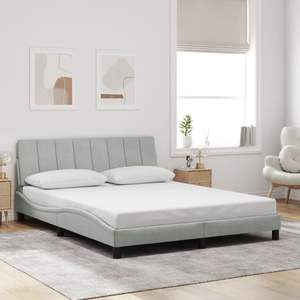 Cadre de lit rembourré en velours gris clair Hanko sans matelas, taille 59,8''x79,9'' - Product Image 3