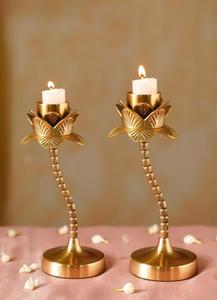 Candelabro floral dorado, decoración del hogar de metal, redondo, duradero - Product Image 3