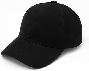 Gorra de Béisbol MSL Negra de Gamuza, 6 Paneles, Ajustada, Unisex, Casual, Color Sólido, Talla Adulto 58-60CM - Product Image 1