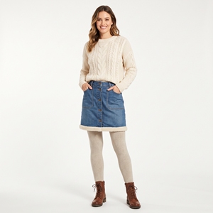 Jupe en jean doublée sherpa pour femme, chaude, décontractée et confortable, pour l'hiver, OEM ODM, vente en gros, usine, lavage personnalisé, faible MOQ - Product Image 1