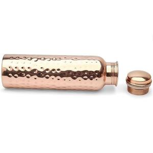 Hammered Copper <b>Water</b> Bottle with Cup and Carry <b>Pouch</b> Portable Travel Flask - Product Image 4