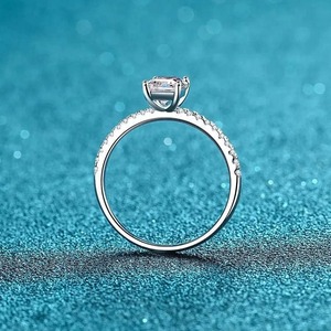 D Color VVS Emerald Cut Moissanite <b>Solitaire</b> IGI Certified Rhodium Plated 925 Sterling <b>Silver</b> 4 Prong Setting Classic Engagement - Product Image 4