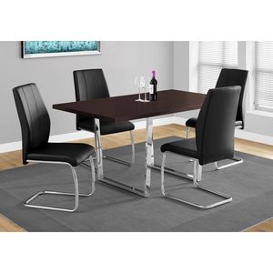 Contemporary 60\" Rectangular Dining <b>Table</b> <b>Brown</b> Laminate with Chrome Metal Accents for Kitchen and Dining Room - Product Image 6