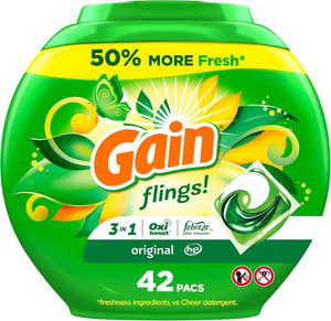 ผงซักฟอกแบบเม็ด Gain Flings 31 เม็ด กลิ่นออริจินัล สูตร 3 in 1 HE พร้อมสารเพิ่มประสิทธิภาพ Oxi Boost และ Febreeze - Product Image 2