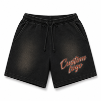 Ensemble T-shirt et short noirs pour homme avec logo personnalisé, style streetwear, imprimé, col rond en coton, tenue d'été
