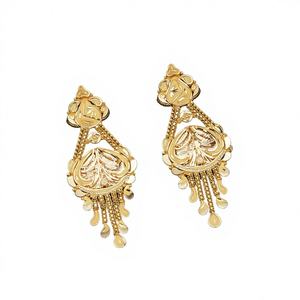 Aros de Oro Sólido de 22K Sanskruti para Mujer, Joyería Fina de Estilo Indio Tradicional de Lujo, Regalo - Product Image 1