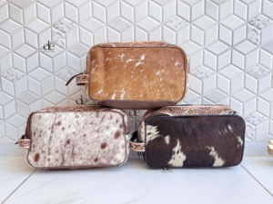 New Designer Hand <b>Tooled</b> Leather Toiletry Organizer Shaving <b>Kit</b> Man Women Travel Cosmetic <b>Bags</b> Cowhide Leather Makeup <b>Bags</b> - Product Image 4