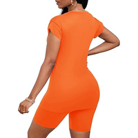 Ensemble assorti décontracté d'été deux pièces pour femme : T-shirt ample vintage et short de cyclisme au-dessus du genou en Spandex/Polyester