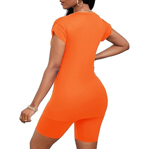 Conjunto de Camiseta Holgada y Pantalones Cortos de Ciclismo para Mujer, Atuendo Casual de Dos Piezas para Verano - Product Image 4