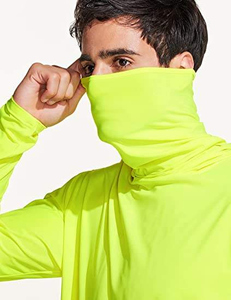 Men <b>Neon</b> Yellow UPF 50 Long Sleeve Hoodie Anti UV Sun Protection Polyester Pullover Fishing Wear - Product Image 2