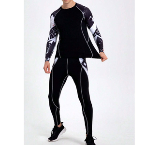 <b>Men</b> <b>Compression</b> Gym Rash Guard Long Sleeve Fitness Running Gym Wear Sportswear Loss Surfing Suit Breathable Front Quick Dry - Product Image 3