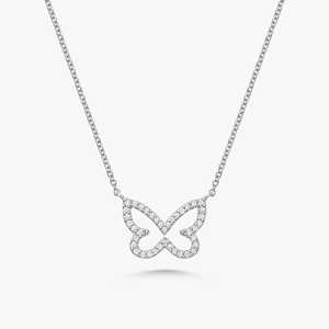 Colliers pendentifs papillon pavés de diamants, bijoux fins délicats à superposer, chaîne minimaliste pour femmes, or massif 14K 18K, vente en gros - Product Image 3