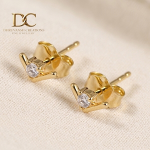 ต่างหูเพชรทรงกลม 14KT ทองคำแท้สีเหลือง  เพชรเพาะเลี้ยงในห้องปฏิบัติการ รับรองโดย IGI ดีไซน์เรียบหรู ทันสมัย เหมาะเป็นของขวัญในทุกๆ วัน เครื่องประดับคุณภาพสูง - Product Image 4