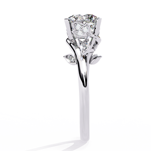 Bague de fiançailles solitaire en or plaqué avec bande pavée, diamant brillant créé en laboratoire certifié IGI, personnalisable pour femme - Product Image 2