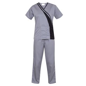 Ensemble de blouses grises pour femmes, pantalon en coton et polyester tissé, uniforme d'hôpital, blouses pour le personnel médical - Product Image 1