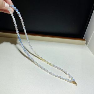 สร้อยคอมุกน้ำจืดธรรมชาติ ขนาด 12-15 มม. สีทองชาเข้ม ทรงกลม มีตำหนิเล็กน้อย จัดเรียงเป็นแถว ขายส่งจากผู้ผลิต - Product Image 3