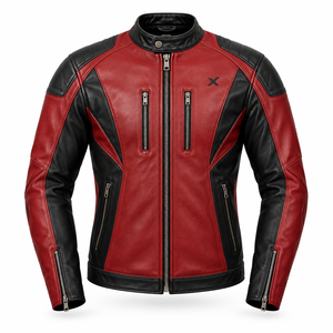 Veste de moto en cuir X Sports City Signature Racer |   Noir Rouge Bleu Vert |   Fabricant OEM ODM |   Qualité de conception haut de gamme | - Product Image 1