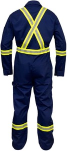 Combinaison de travail ignifuge bleu marine pour homme avec bandes réfléchissantes, uniforme de sécurité haute visibilité - Product Image 2