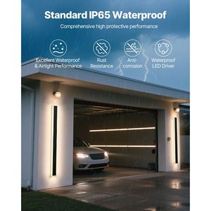 Lampade da parete esterna moderna da 47.2 pollici lungo dimmerabile IP65 impermeabile antiruggine 2 Pack lampade da parete per esterni per la casa - Product Image 4