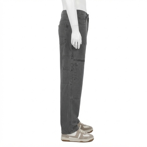 Pantalones Cargo de Mezclilla Lavada, Corte Ancho, Estilo Urbano, con Bolsillos, para Hombre - Product Image 2