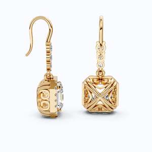 Pendientes Colgantes de Diamantes Asscher Halo en Oro Blanco de 10KT, Certificados por IGI, Joyería de Moda para Novia, Boda, Aniversario, Regalo - Product Image 6