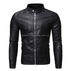 Qualité personnalisable coupe ajustée hommes peau de mouton veste en cuir col montant 100% Original chaud hiver tissu imperméable - Product Image 1
