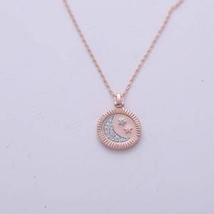 Pendentif Charme Lune et Étoile Tendance en Or Rose / Blanc / Jaune 14K – Bijou Tendance - Product Image 1