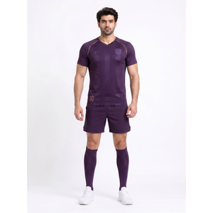<b>Mens</b> Custom Elite Soccer Uniform 160GSM Quick Dry Jacquard Knit Slim Fit Tonal Stripe Match Kit Size XL Sialkot Factory OEM - Product Image 1