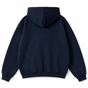 Sweat-shirt à capuche oversize bleu marine pour homme, pull décontracté en polaire avec poche avant et motif imprimé, idéal pour l'automne - Product Image 3