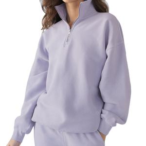 Sweat à capuche Streetwear pour femme avec poche 100 coton polaire manches longues fermeture éclair dames - Product Image 4