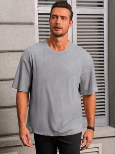 เสื้อยืดทรงบ็อกซี่ฟิตคุณภาพสูงสำหรับผู้ชาย ผ้าสโตนวอช โพลีเอสเตอร์คอตตอนเนื้อหนา สไตล์สตรีทแวร์ลำลอง ไซส์หลากหลาย - Product Image 1