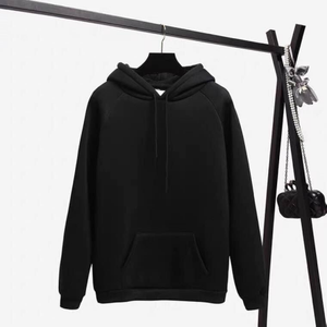 Sweat-shirt à capuche noir pour femme, coupe classique, manches longues, en coton tricoté, décontracté, pour l'automne, avec poches - Product Image 1