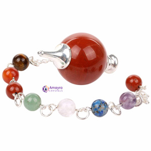 Pendentif boule d'améthyste avec chaîne de chakra pour cadeaux d'affaires, vente en gros, pendules en agate de la meilleure qualité de Amayra Crystals - Product Image 5