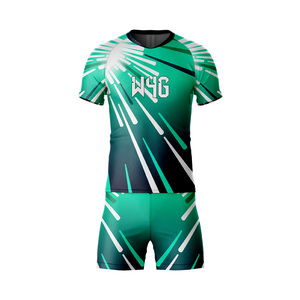 Ensemble de maillots de football pour hommes avec logo d'équipe personnalisé imprimé, 100% polyester, imprimé par transfert thermique, antibactérien, respirant, uniformes - Product Image 4