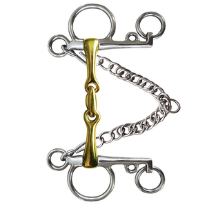 Pelham <b>Gag</b> <b>Bit</b> Double Jointed Western Equestrian Riding Training Horse <b>Bits</b> Direct Factory Made <b>Bits</b> With Curb Chain - Product Image 4