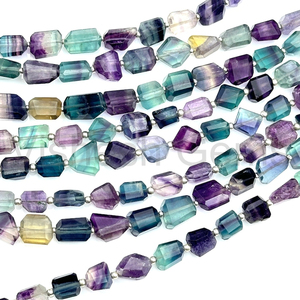 Cuentas de Fluorita Natural Multicolor Facetadas en Forma de Pepita, 5x7-6x8MM, Cuentas Sueltas de Fluorita para Joyería y Fabricación de Collares - Product Image 1
