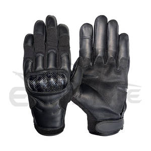 Gants de moto noirs à doigts entiers avec protection des articulations, en cuir, spandex et daim, avec protection personnalisée contre les chocs - Product Image 1