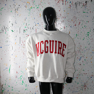Crewneck Sweatshirt White Oversized Polyester/Cotton Knitted Unisex Casual Anti-Wrinkle Long Front Logo Autumn Wear - Product Image 4