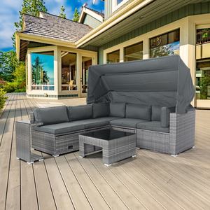 Ensemble de meubles de jardin en rotin tressé IPRO Premium, résistant aux UV, toutes saisons, lavable - Product Image 4