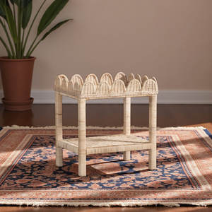 Table d'appoint bohème en rotin et acajou pour mobilier de salon Xylia - Product Image 4