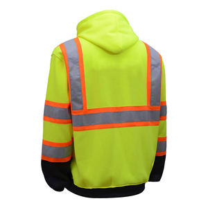 Sweat à capuche haute visibilité en coton respirant grande taille pour homme, avec logo personnalisé, uniforme de travail de sécurité routière, à capuche et manches longues - Product Image 2