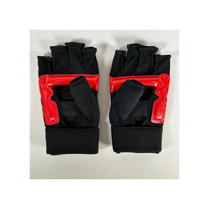 Gants d'entraînement demi-doigts en cuir PU avec fermeture Velcro, noir et rouge, équipement de sparring pour salle de sport, unisexe adulte - Product Image 2